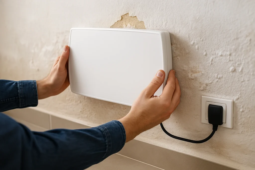 Installation d'un appareil autonome ATG contre l'humidité des murs